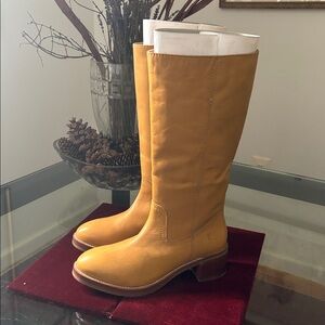 Frye Camryn Tall Pull On 8.5M Tan Leather Heeled Boots